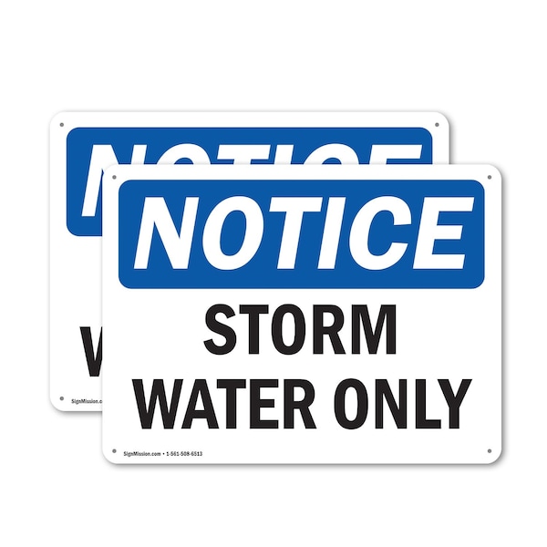 Signmission Storm Water Only, 14 in W x Rectangle, Plastic OS-2PACK-NS-P-1014-L-18498 - main